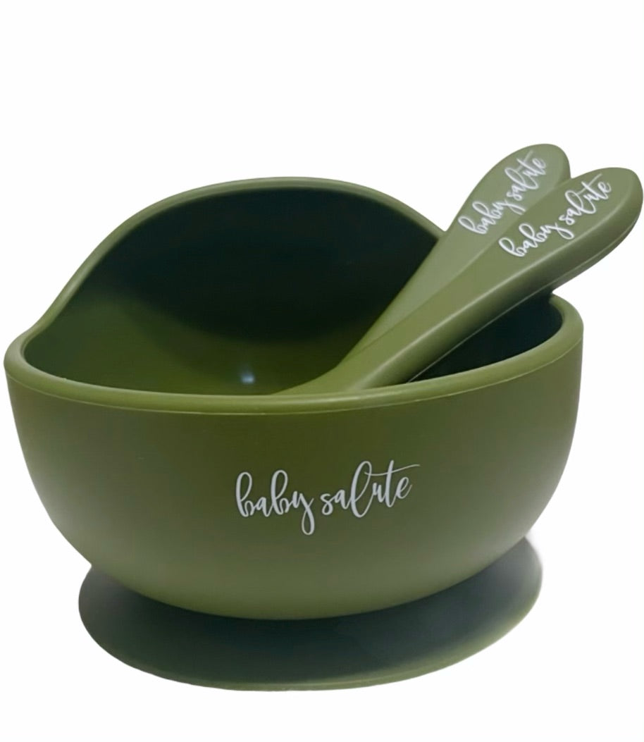 Army Green Suction Bowl Set