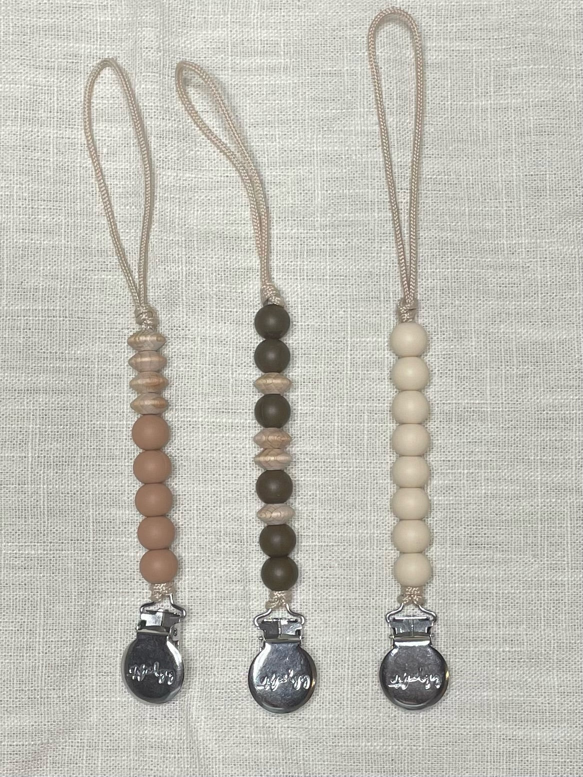 Fall Pacifier Clips - Chocolate - Oatmeal - Camel