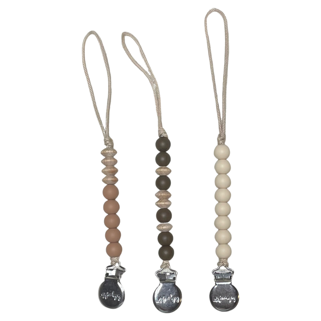 Fall Pacifier Clips - Chocolate - Oatmeal - Camel