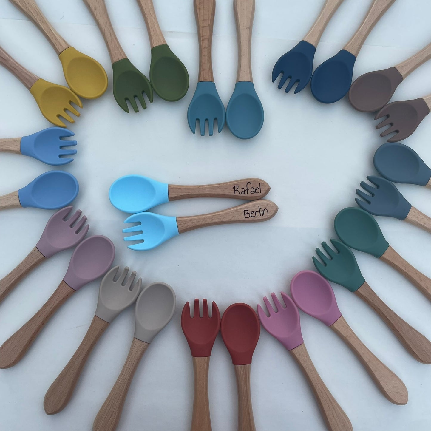 Personalized Custom Silicone Bowl Fork and Spoon Set | Toddler Lunch Time Bowl Spoon Fork Engraved Name Set | Suction Bowl Set Toddler Name Active