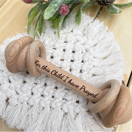 For This Child I Have Prayed Wooden Rattle