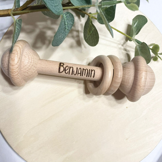 Neptune Rattle Personalized Name Wooden Rattle
