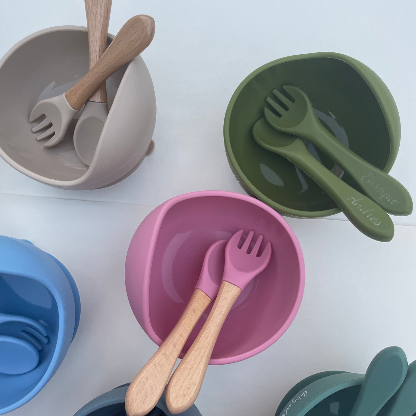 Powder Rose Suction Bowl Set