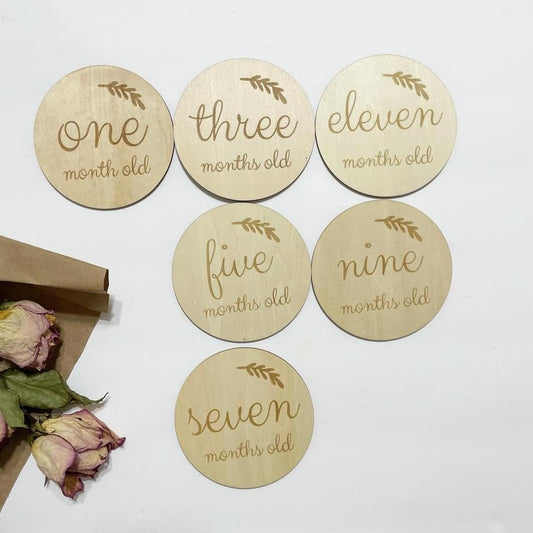 Botanical Beechwood Baby Milestone Discs - Montly