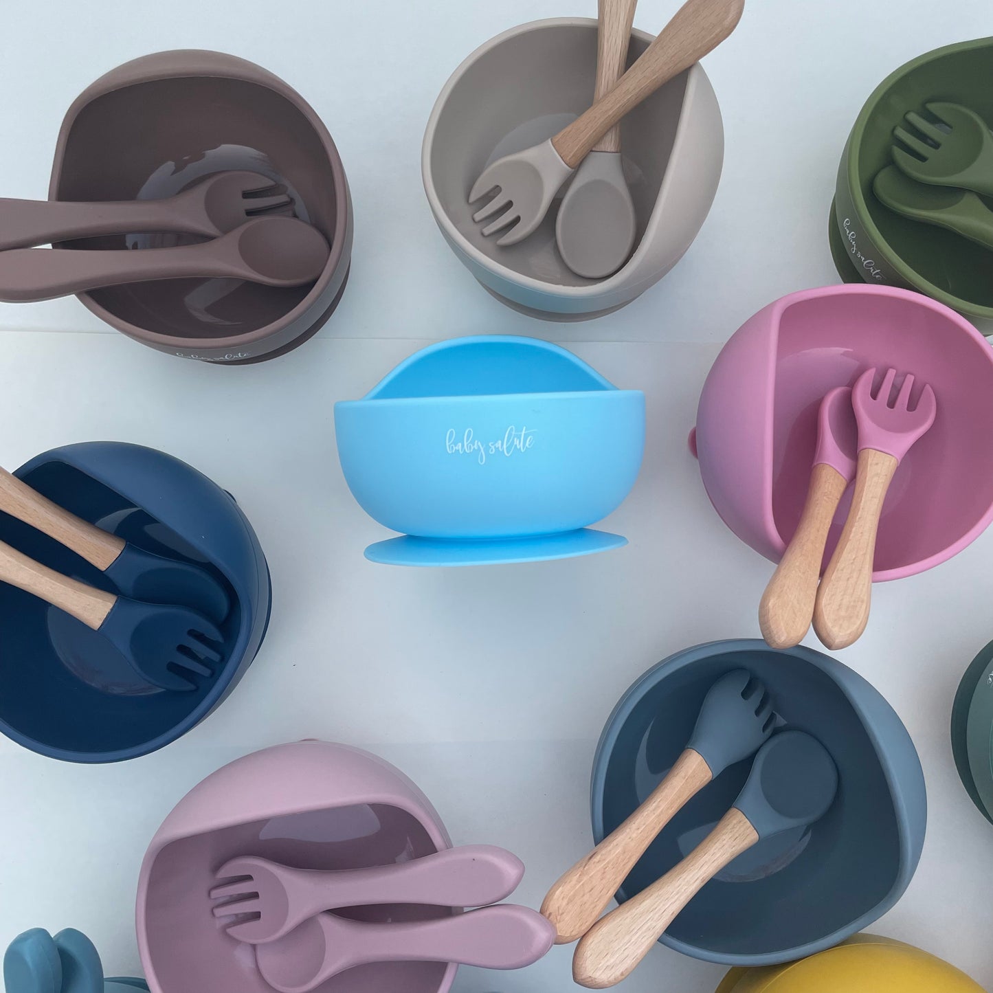 Baby Blue Suction Bowl Set