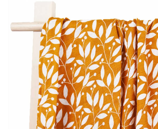 White Leaves - Muslin Cotton Swaddle