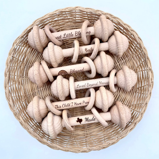 Neptune Rattle Personalized Name Wooden Rattle