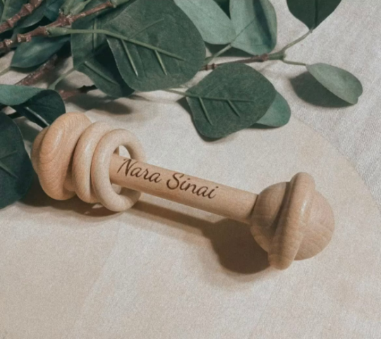 Neptune Rattle Personalized Name Wooden Rattle