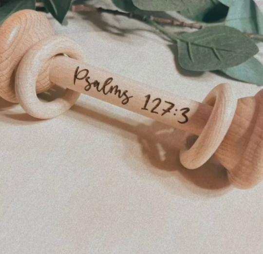 Neptune Rattle Personalized Name Wooden Rattle