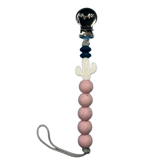 Pink Speckles - Cactus Pacifier Clip