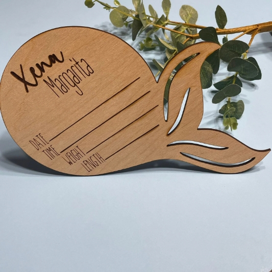 Mermaid Tail Milestone Birth Announcement Disc Nautical Theme Baby Shower Announcement New Baby Photo Prop Personalized Custom Birth Stats