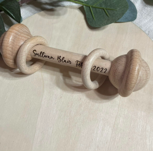 Neptune Rattle Personalized Name Wooden Rattle
