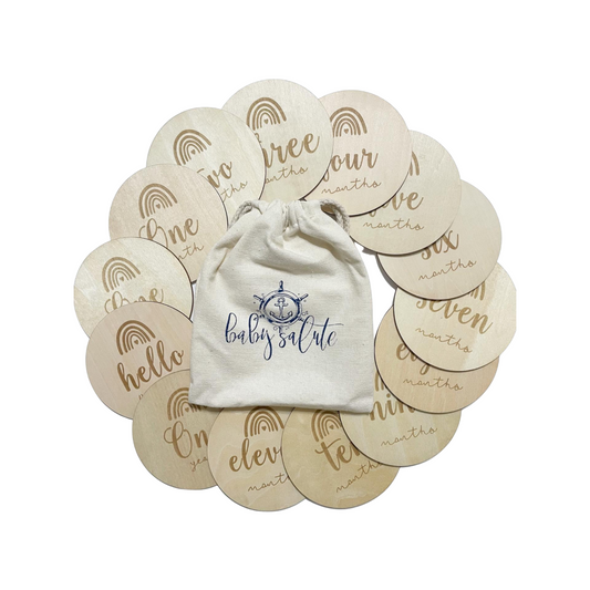 Rainbow Beechwood Baby Milestone Discs - Montly