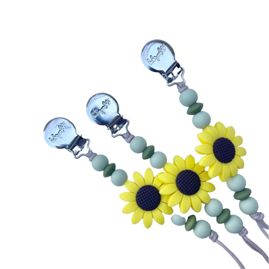 Sunny Sunflower Pacifier Clip